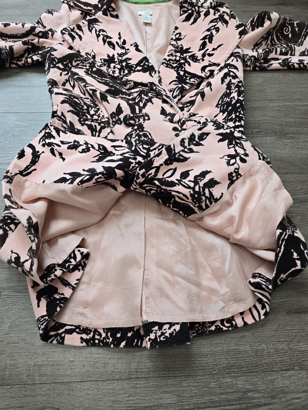 Odille for Anthropologie pink and dark brown velvet blazer Jacket Size 4 - Picture 4 of 9